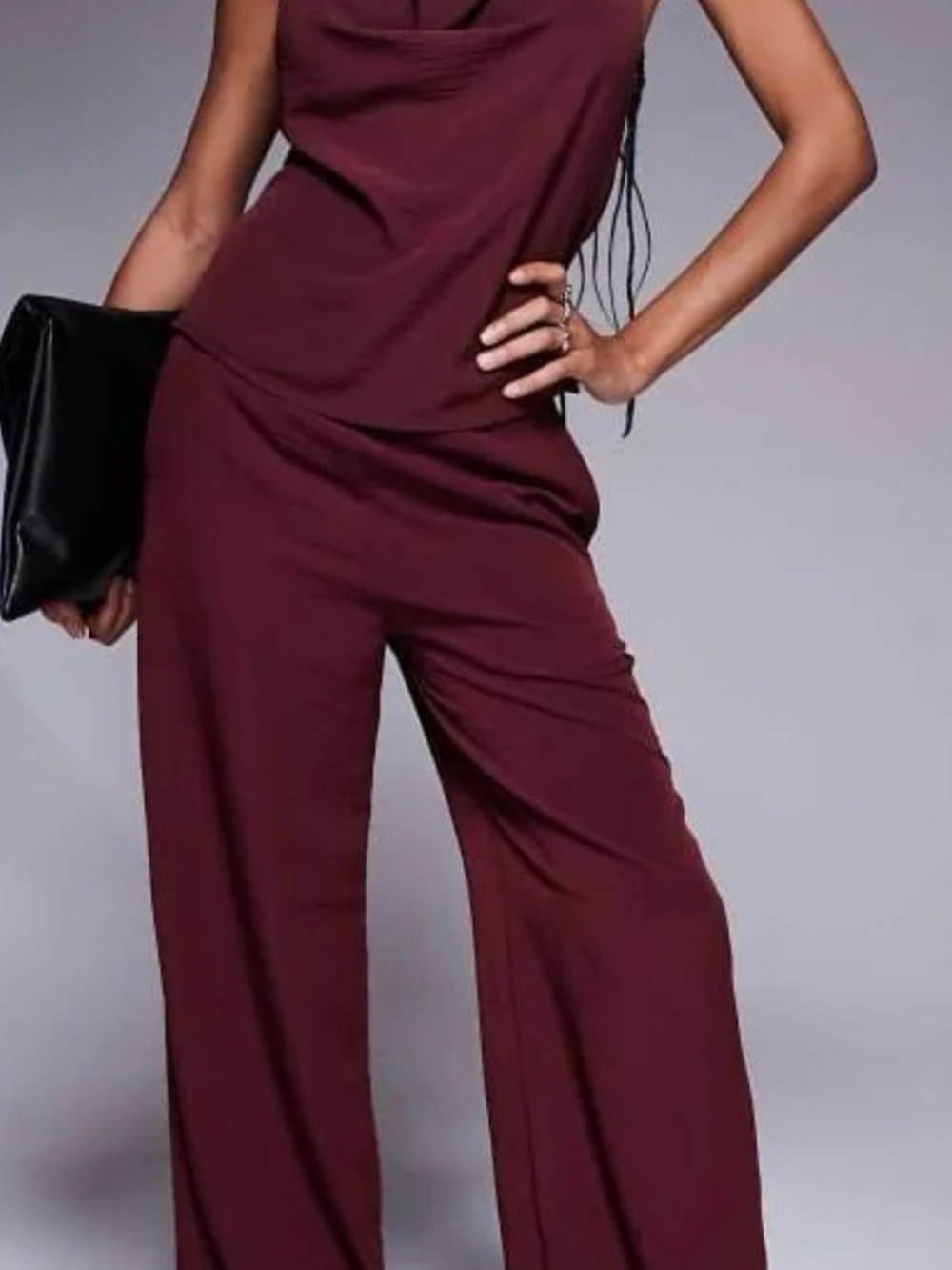 ASOS Wide-Leg baggy dress Pants-slacks in maroon Burgundy NWOT medium